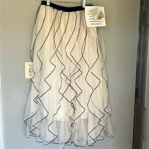 Ivory and black tulle ruffle skirt